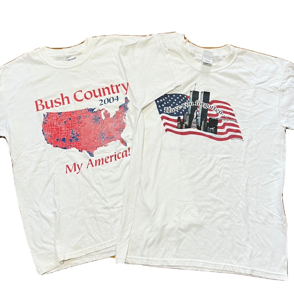 George Bush country 9/11 rolling memorial vintage tee shirts large men USA LOT 2 - Picture 1 of 7